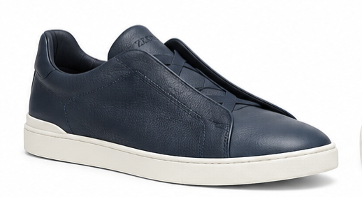 ZEGNA Triple Stitch™ Deerskin Sneakers – Navy Blue