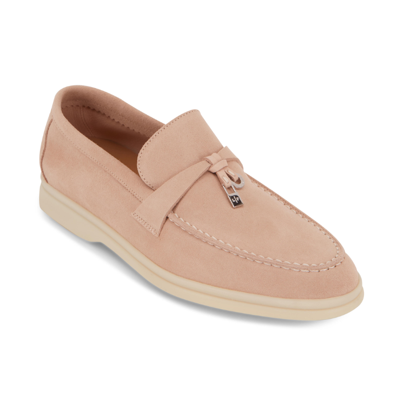 Loro Piana Summer Charms Walk – Suede Pink Sand Loafers