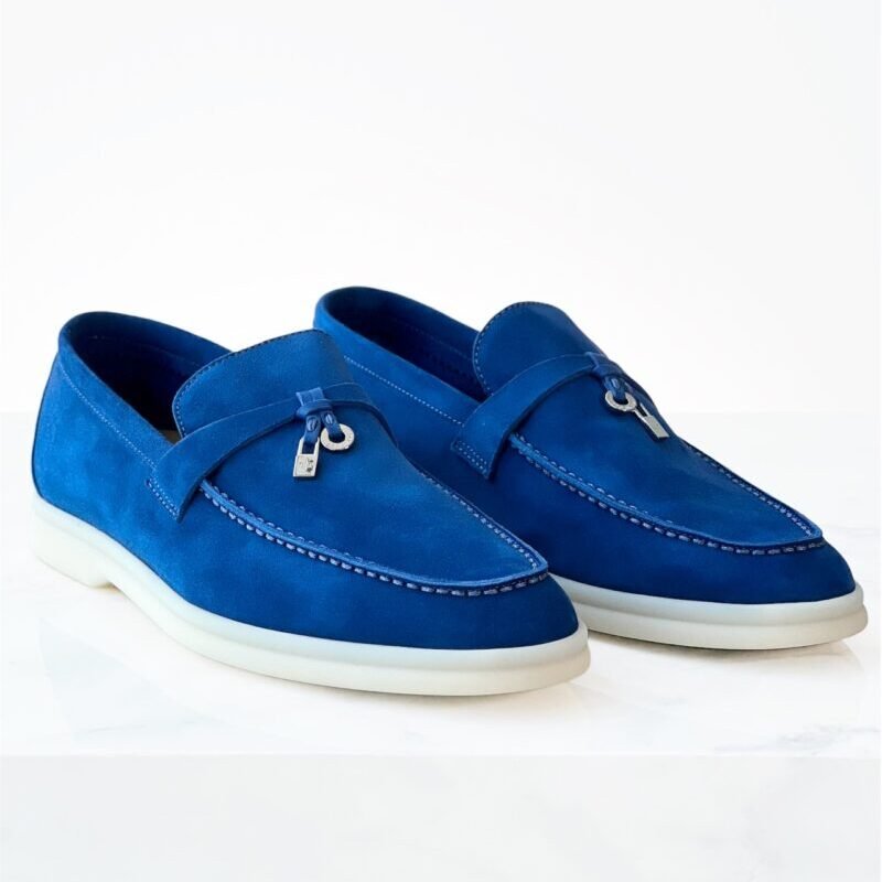 Loro piana Summer Charms Walk Blue Loafers