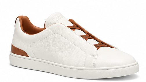 ZEGNA Triple Stitch™ Leather Sneakers – White
