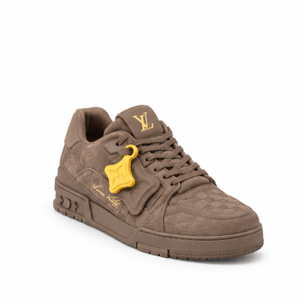Louis Vuitton LV Trainer Damier-Embossed Nubuck Sneaker – Taupe Brown