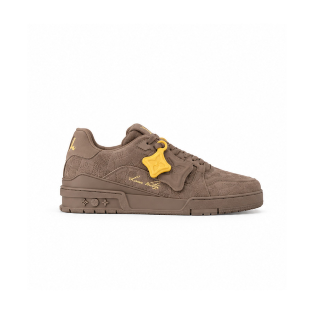 Louis Vuitton LV Trainer Damier-Embossed Nubuck Sneaker – Taupe Brown